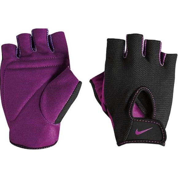 Nike Womens Fundamental Training Fitness Gloves Size M in Black/Bold Berry NWOT - Picture 1 of 3
